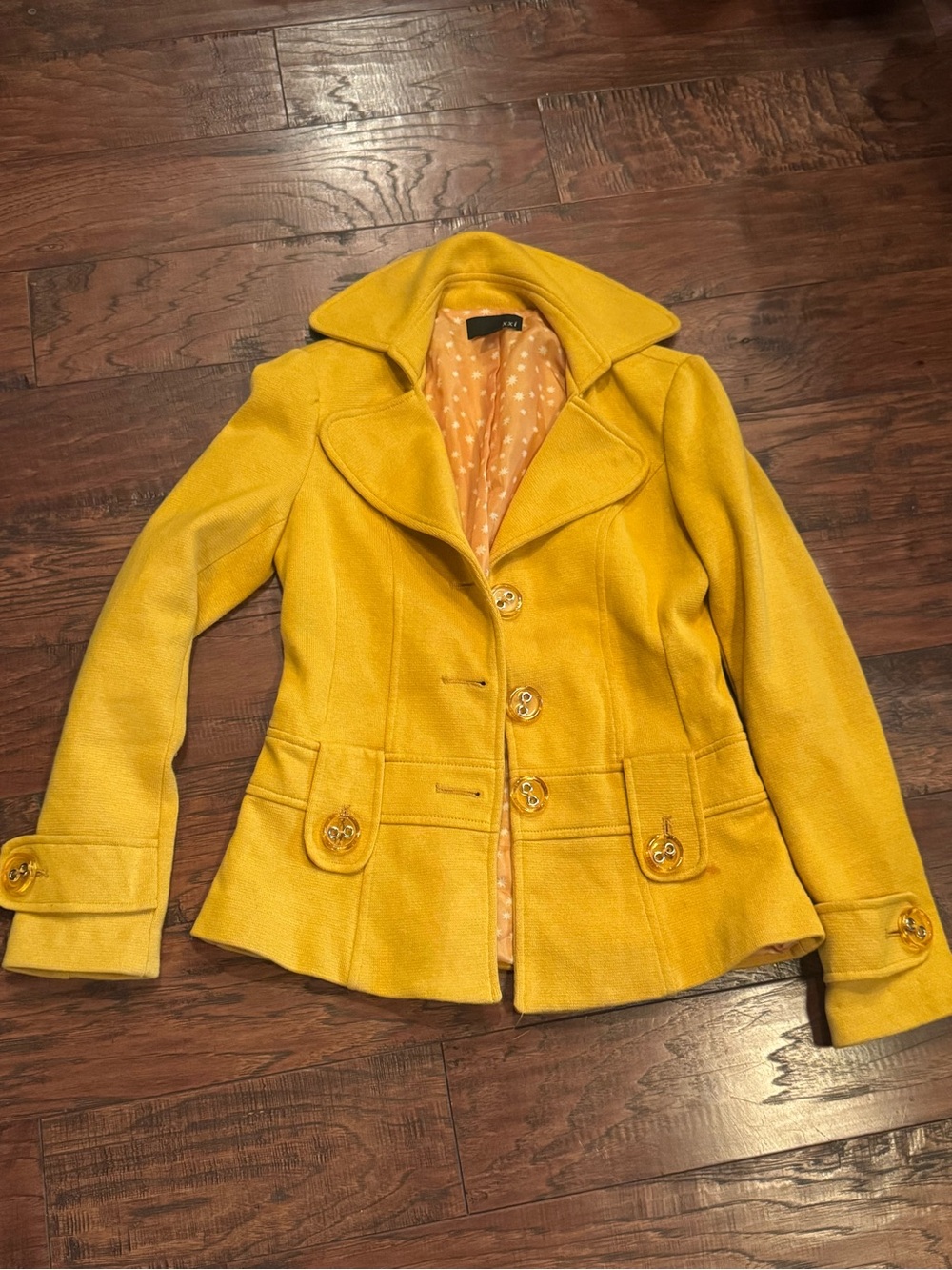 Forever 21 Mustard Yellow Peplum Button Jacket